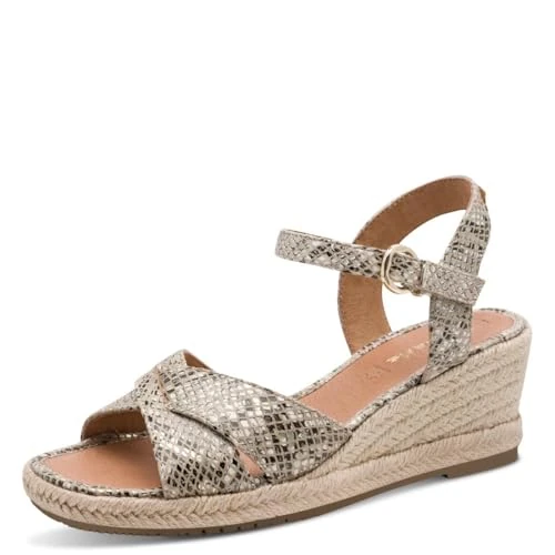 Tijdelijke aanbieding: Tamaris Dames 1-28367-42 sleehaksandalen, beige snake, 36 EU van 59.99 € naar 59.99 € (0.00% korting)