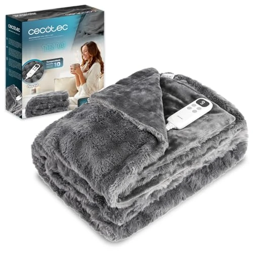 Cecotec Electric Blanket 180x130cm HeatConfort Noa (180 x 130). 115W, 10 Adjustable Temperature Levels, Removable LCD Controller, Timer with Automatic Shutdown, PTC+ NTC Technology