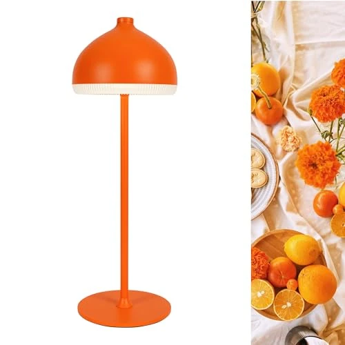 LuminexDesigns Cordless Table Lamp–5200 mAh Rechargeable LED Bedside & Bathroom Lamp with 3 Light Colours,Dimmable Touch Control,Portable Lamp for Office,Living Room & Outdoor,Sunset Orange