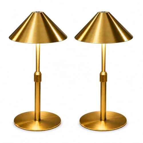 Zeitlich begrenztes Angebot: LuminexDesigns Tischlampe kabellos LED Akku Tischleuchte 2er Set aus Metall – Höhenverstellbar, IP54 Wasserfest, 3000K–6000K, USB-C aufladbar für Schlafzimmer, Balkon, Outdoor & Deko, Gold von 32.75 € auf 23.88 € (27% Rabatt)