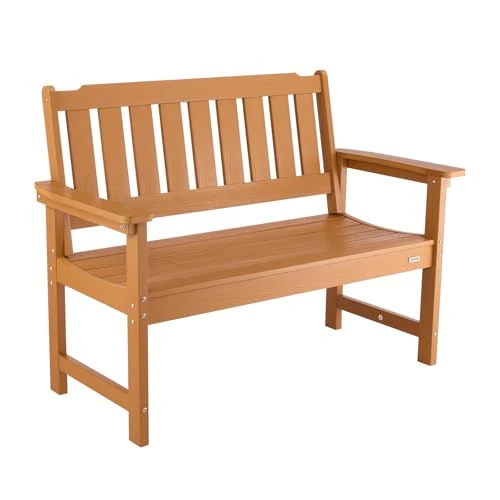 Limited-time offer: VEVOR Outdoor Bench, 50.5 inch, 800 lbs Weight Capacity for 2-3 Persons, Weatherproof Plastic Frame with Backrest and Wide Armrests, Outside Bench for Patio, Garden, Park, Yard, Natural Wood Color from $209.90 to $209.90 (save 0.00%)