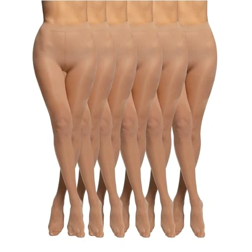 POMPEA 6 paar damespanty's 15 denier, doorschijnende sokken met zachte band en versterkte kant