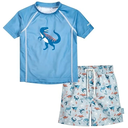 Offre limitée : Playshoes Ensemble 2 pièces de Protection Contre Les éruptions cutanées pour garçons, Dinosaure Bleu Clair, 122/128 cm de 32.90 € à 32.90 € (0.00% de remise)