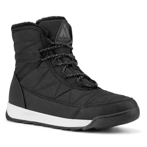 Mishansha Damskie buty zimowe śniegowce botki futrzane ciepłe antypoślizgowe buty śnieżne rozmiar 36-42, czarne, 38 EU