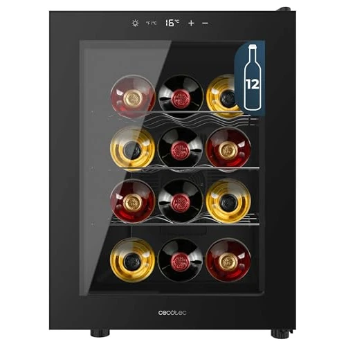 Oferta limitada: Cecotec Vinoteca 12 Botellas Bolero GrandSommelier 1255 CoolCrystal E. Estantes Metálicos, Control Táctil, Temperatura 8 a 18ºC, Temperatura 8 a 18ºC, Negra de 139.00 € a 139.00 € (ahorro 0.00%)