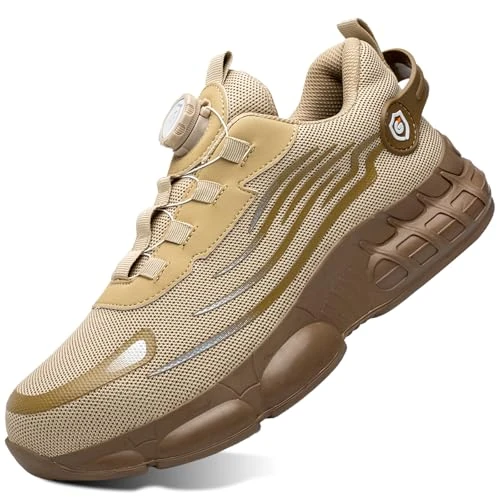 Zeitlich begrenztes Angebot: GemChve Arbeitsschuhe Sicherheitsschuhe Herren Damen Stahlkappen Anti-Smashing Leicht Sportlich Atmungsaktiv Selbsthemmend Schnellverschluss Mode Schutzschuhe Brown 43 EU von 46.99 € auf 46.99 € (0.00% Rabatt)