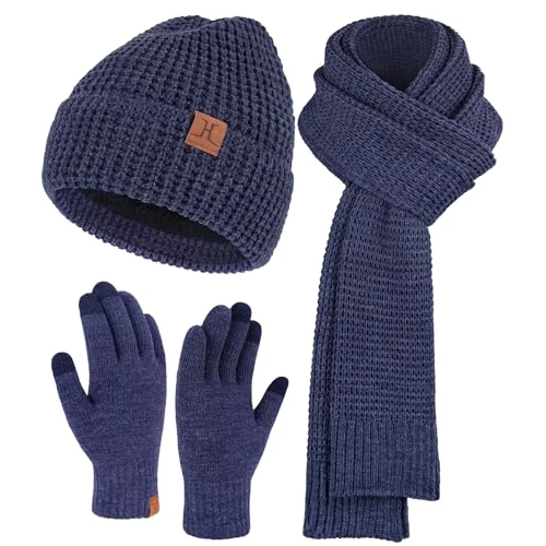 Limitiertes Angebot: ZASFOU Winter Herren Mütze Schal Touchscreen Handschuhe Set mit Fleece Gefütterte Thermo Beanie Wintermütze Strickmütze Schlauchschal Winterhandschuhe Geschenk für Männer von 32.99 EUR auf 26.39 EUR (Spare 20%)