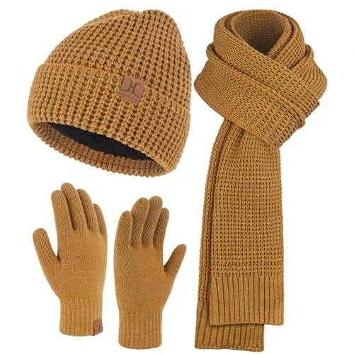 Tijdelijke aanbieding: Wintermuts voor heren, lange sjaal, tactiele handschoenen met warme fleece gevoerde muts, cadeau voor heren van 33.90 EUR naar 33.90 EUR (korting 0%)