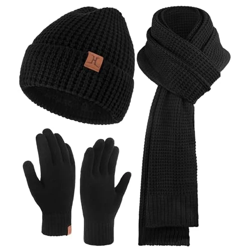 Offre limitee: ZASFOU Ensemble Bonnet d'hiver pour Homme Écharpe Longue Gants Tactiles avec Bonnet Doublé Polaire Chaude Cadeau Homme de 35.99 EUR a 27.60 EUR (economie 23%)