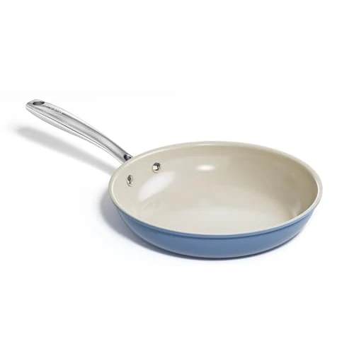 Redchef Induction Frying Pan, 24 cm, Non-Stick Coating, Ceramic Coating, Non-Stick Pans with Stainless Steel Handle, PTFE-Free, PFOA-Free, PFAS-Free, Oven-Safe, Dishwasher Safe, Blue