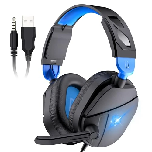 Limitiertes Angebot: Xuevcn Gaming Kopfhörer, Over Ear Gaming Kopfhörer mit geräuschunterdrückendem Mikrofon, LED Beleuchtung und Stereo Bass Surround Sound von 9.99 EUR auf 9.99 EUR (Spare 0%)