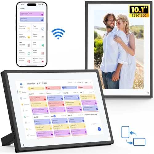 Zeitlich begrenztes Angebot: Digitaler Bilderrahmen WLAN 10,1 Zoll Multifunktional Smart Fotorahmen Touchscreen HD 1280 * 800 IPS mit APP, 32GB Speicher, Digitaler Kalender Weiß von 119.99 € auf 119.99 € (0.00% Rabatt)