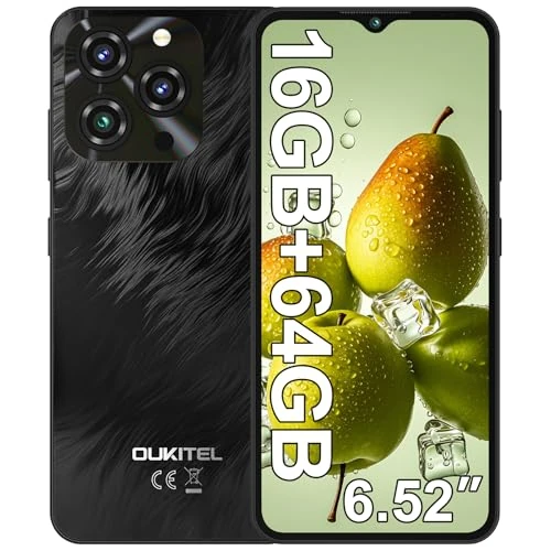 OUKITEL C3 Smartphone, 16 GB + 64 GB / 1 TB mobiele telefoon, 6,52 inch HD+ mobiele telefoons en smartphone, 5000 mAh Android-mobiele telefoon, 13 MP + 5 MP mobiele telefoons, Dual 4G SIM/Face ID/OTG