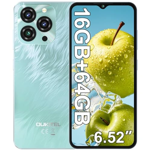 OUKITEL C3 Smartphone, 16 GB + 64 GB / 1 TB mobiele telefoon, 6,52 inch HD+ mobiele telefoons en smartphone, 5000 mAh Android-mobiele telefoon, 13 MP + 5 MP mobiele telefoons, Dual 4G SIM/Face ID/OTG