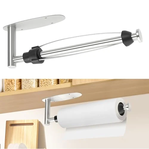 Oferta limitada: Romon Portarrollos Papel Cocina, Porta Rollos de Papel Cocina con Diseño de Amortiguación, Adhesivo o Taladro Colgador Papel Cocina, Soporte Papel Cocina para Baño y Cocina, Plata de 12.99 € a 12.99 € (ahorro 0.00%)