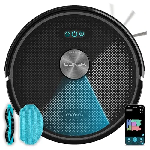 Offerta a tempo: Cecotec Robot Aspirapolvere Lavapavimenti con Navigazione Láser e App Conga M50 X-Treme. 5000Pa di Aspirazione, Aspira, Spazza, Lava, Autonomia 160m², Mappatura Interattiva, Spazzola Multifunzionale - 43% da 149.00 € a 84.90 €