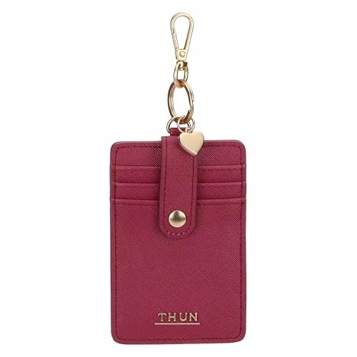 Offerta a tempo: THUN - Porta carte cherry con gancio - ecopelle - Collezione Sempre con me - 15,8 x 3 x 9,5 cm - 52% da 29.90 € a 14.49 €