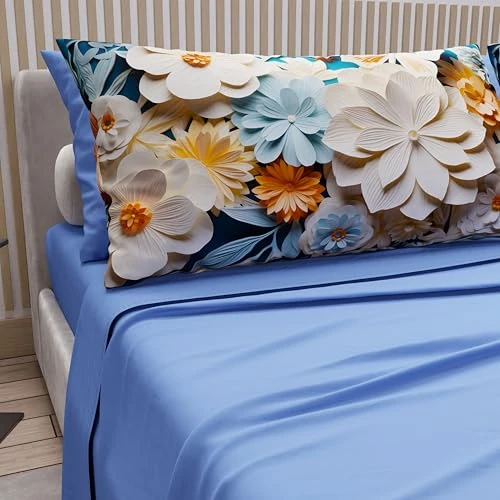 Zeitlich begrenztes Angebot: PETTI Artigiani Italiani - Bettwäsche aus Baumwolle mit Kissenbezügen mit Digitaldruck, Einzelbett, Bettwäsche-Set für Einzelbett, Blumenmuster 5 Hellblau, 100% Made in Italy von 54.70 € auf 54.70 € (0.00% Rabatt)