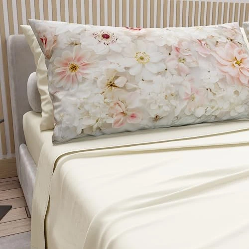 Offerta a tempo: PETTI Artigiani Italiani - Lenzuola in Cotone con Federe in Stampa Digitale, Lenzuola Letto Singolo, Completo Letto Singolo, Floreale 21 Panna, 100% Made in Italy - 6% da 34.90 € a 32.90 €