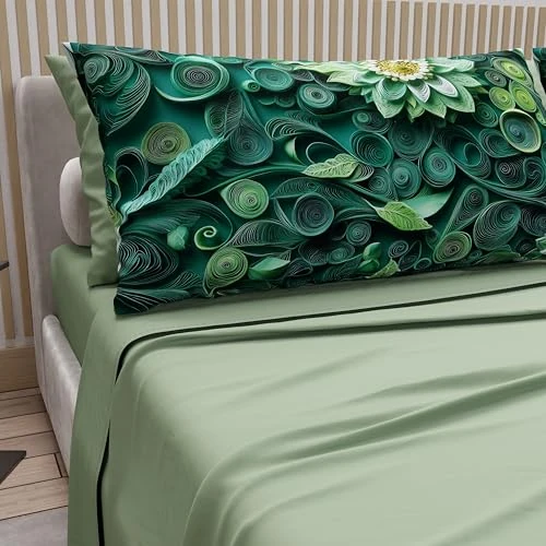 Limited-time offer: PETTI Artigiani Italiani - Cotton Sheets with Pillowcases in Digital Print, Single Bed Sheet, Single Bed Set, Floral 22 Sage, 100% Made in Italy from 30.60 £ to 30.60 £ (save 0.00%)
