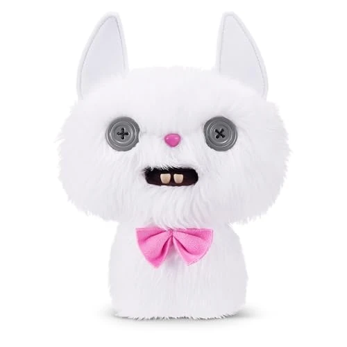 Fuggler Alley Cats 22,9 cm pluche speelgoed (Cheezee) wit van ZURU - Grappig, lelijk monsterknuffeldier met mensachtige tanden, verzamelbare pluche voor kinderen, tieners, volwassenen