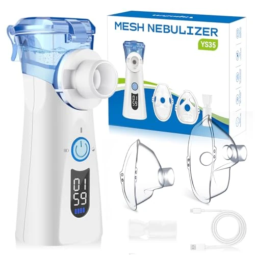 Limitiertes Angebot: VapoZen Inhalationsgerät Ultra Leise Inhaliergeräte für Erwachsene Kinder LED-Bildschirm zeigt 3 Zeitgesteuerte Sprühmodi an Tragbare Typ C Aufladbar Inhalator mit 2 Masken 1 Mundstück von 29.99 EUR auf 24.99 EUR (Spare 17%)