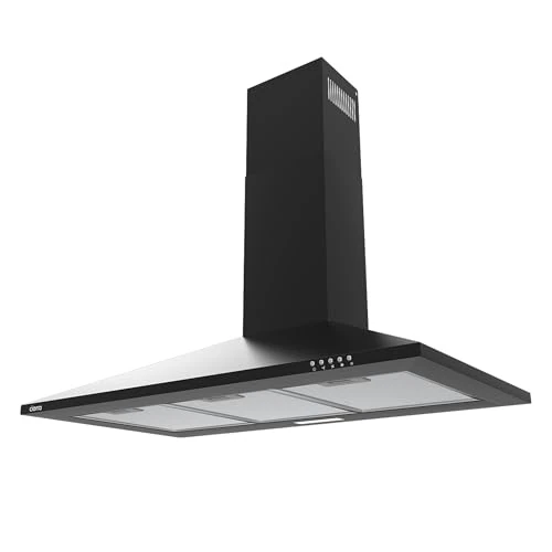 Limited-time offer: CIARRA' 90 cm Cooker Hood Stainless Steel Chimney Extractor Hood with LED and Recirculating & Ducting System Wall Mounted Range Hood 600 mm Extractor Fan - CAB9201A,Black from 122.99 GBP to 108.79 GBP (save 12%)