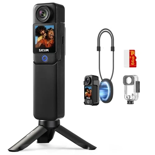 SJCAM C300 Vlog Camera,Action Cam 4K con Stabilizzazione 6-Assi,7Ore di Autonomia,Doppio Schermo Touch, Impermeabile 30M, Grandangolo 154° Microfono Integrato e Scheda 64GB Inclusa(Nero)