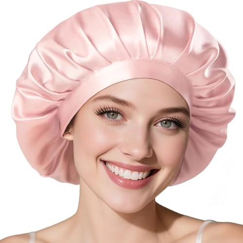 Offerta a tempo: LitBear 22 Momme - Cuffia in Seta per Dormire, 100% Seta di gelso, 100% Silk Bonnet con Fascia Elastica, Traspirante e Regolabile per Capelli Ricci, Colore: Rosa., 61 - 55% da 29.99 € a 13.45 €