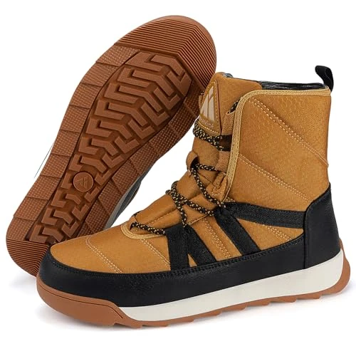 Mishansha Women's Snow Boots, Warm Lined Winter Shoes, Non-Slip Winter Boots, Size 36-42, Orange brown, 9 UK