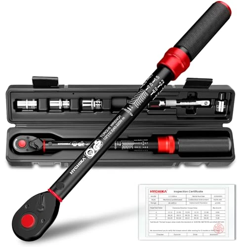 Offerta a tempo: HYCHIKA Chiave Dinamometrica 1/2" 40-220 Nm - Precisione ±2%, 72 Denti Doppio Senso, Sistema Click, con Adattatore 3/8", Prolunga e Bussole (17, 19, 21mm). - 27% da 45.99 € a 33.38 €