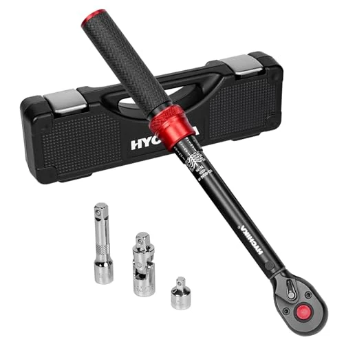 Oferta limitada: HYCHIKA Llave Dinamométrica, 3/8 de Pulgada 10-60Nm, Precisión ±2%, 72 Dientes, Dinamometrica con Adaptador de 3/8 a 1/4, Junta Universal, Barra de Extensión de 75mm para Coche, Moto, Bicicleta de 33.99 € a 33.99 € (ahorro 0.00%)