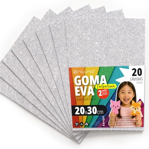 Offerta a tempo: OFITURIA Fogli di Gomma Eva Glitterata per Lavoretti Creativi, Progetti Scolastici, Scrapbooking e Decorazioni Artistiche 20x30cm (Bianco Glitterato, 20 pz) - 0.00% da 13.65 € a 13.65 €