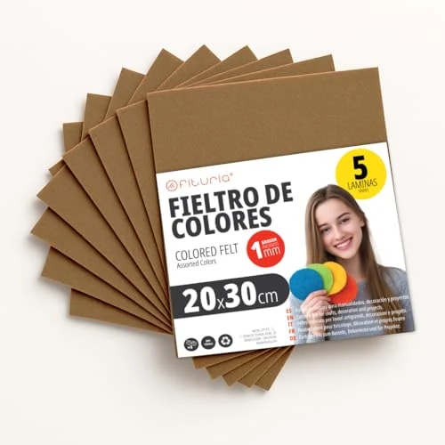 OFITURIA Felt for DIY Crafts, Soft and Flexible Coloured Fabric Sheets for Sewing, Patchwork, School Projects, Textile Art and Decoration 20 x 30 cm (Brown, 5 pcs)