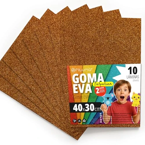 Oferta limitowana: OFITURIA Eva Glitter guma do majsterkowania kreatywne arkusze piankowe dla majsterkowiczów projekty szkolne sztuka dekoracyjna scrapbooking 40x30cm (brokat miedź, 10 sztuk) z 47.57 zł na 47.57 zł (oszczędź 0.00%)