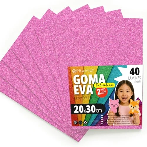 Oferta limitada: OFITURIA Goma Eva con Purpurina para Manualidades Creativas, Láminas de Foam Brillante para DIY, Proyectos Escolares, Arte Decorativo, Scrapbooking 20x30cm (Rosa Purpurina, 40 uds) de 44.95 € a 44.95 € (ahorro 0.00%)