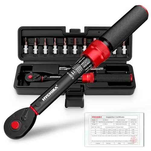 Oferta limitada: HYCHIKA Juego de 13 Llaves Dinamométricas 1/4" 5-25Nm, Precisión ±2%, Set Llave Dinamométrica Bicicleta 72 Dientes con Alargue, Bits y Estuche. de 32.99 € a 32.99 € (ahorro 0.00%)
