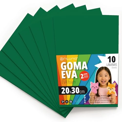 Offerta a tempo: OFITURIA Fogli di Gomma Eva Colorata per Lavoretti Creativi, Fai-da-te, Progetti Scolastici, Scrapbooking, Decorazioni Artistiche e Biglietti 20x30cm (Verde Scuro, 10 pz) - 0.00% da 9.89 € a 9.89 €