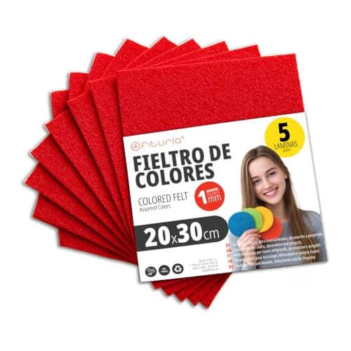 Oferta limitowana: OFITURIA DIY Field Craft Soft Flexible Colored Fabric Foles for Sewing Patchwork Projects School Arts Textile Art and Decoration 20x30cm (Red 5pcs) z 263.25 zł na 20.71 zł (oszczędź 92.13%)