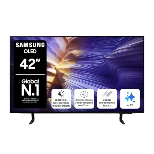 Offerta a tempo: Samsung OLED 4K Vision AI Smart TV 42'' QE42S90FAEXZT Processore NQ4 AI Gen3r, 4K AI Upscaling Pro, OLED HDR+, Motion Xcelerator 144Hz, PACCHETTO INTRATTENIMENTO, 2025 - 7% da 699.00 € a 649.00 €
