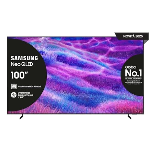 Offerta a tempo: Samsung NeoQLED 4K Vision AI Smart TV 100'' QE100QN80AUXZT Mini LED, NQ4 AI Gen2 Processor, 4K Upscaling,Dolby Atmos, Tecnologia Quantum Matrix Core, PACCHETTO INTRATTENIMENTO, 2025 - 0% da 2682.92 € a 2682.92 €