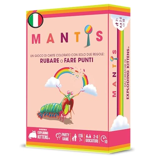 Zeitlich begrenztes Angebot: Asmodee - Mantis - Kartenspiel, Partyspiel, von den Machern von Exploding Kittens, 2-6 Spieler, 7+ Jahre, italienische Ausgabe von 12.95 € auf 12.95 € (0.0% Rabatt)