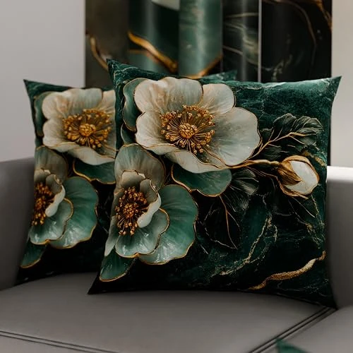 PETTI Artigiani Italiani - Para poszewek na poduszki 60 x 60 cm z mikrofibry, poduszka do sypialni, na sofę, do salonu, zestaw 2 poszewek na poduszki, poszewka na poduszkę w kwiaty 06 19, 100%