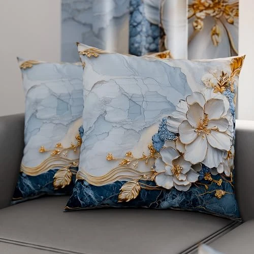 PETTI Italian Artisans - Pair of 50x50 cm Microfiber Cushion Covers, Decorative Pillows for Bedroom, Sofa, Living Room, Set of 2 Cushion Covers, Floral Pillow Case 06 15, 100% Made in Italy