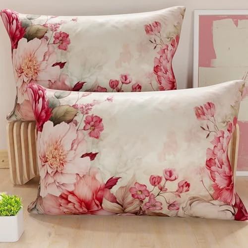 Offerta a tempo: PETTI Artigiani Italiani - Coppia di Federe Cuscino 40x80 cm in Microfibra, Cuscini Arredo Camera da Letto, Divano, Salotto, Set 2 Fodere Copricuscino, Federa Floreale 152, 100% Made in Italy - 55% da 14.90 € a 6.75 €