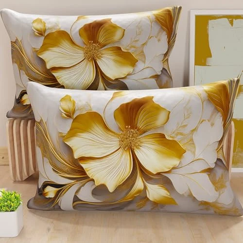 Oferta limitada: PETTI Artigiani Italiani - Par de fundas de cojín de 40 x 70 cm de microfibra, cojines para decoración de dormitorio, sofá, salón, juego de 2 fundas de cojín, funda de almohada floral 06 20, 100% Made de 14.90 € a 14.90 € (ahorro 0.00%)