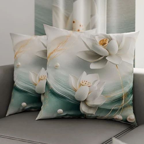 PETTI Artigiani Italiani - Paar kussenslopen 60 x 60 cm van microvezel, decoratief kussen voor slaapkamer, bank, woonkamer, set van 2 kussenslopen, bloemenpatroon 06 14, 100% Made in Italy