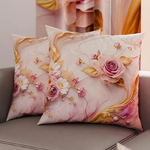 Offerta a tempo: PETTI Artigiani Italiani - Coppia di Federe Cuscino 80x80 cm in Microfibra, Cuscini Arredo Camera da Letto, Divano, Salotto, Set 2 Fodere Copricuscino, Federa Floreale 06 6, 100% Made in Italy - 30% da 22.90 € a 16.01 €