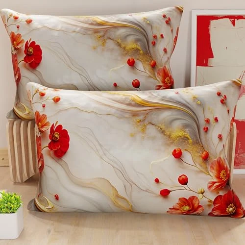 Petti Artigiani Italiani - Paire de taies d'oreiller 40 x 60 cm en Microfibre, Coussins d'ameublement, canapé, Salon, 2 Housses de Coussin, taie d'oreiller Florale 06 2, 100% fabriqué en Italie