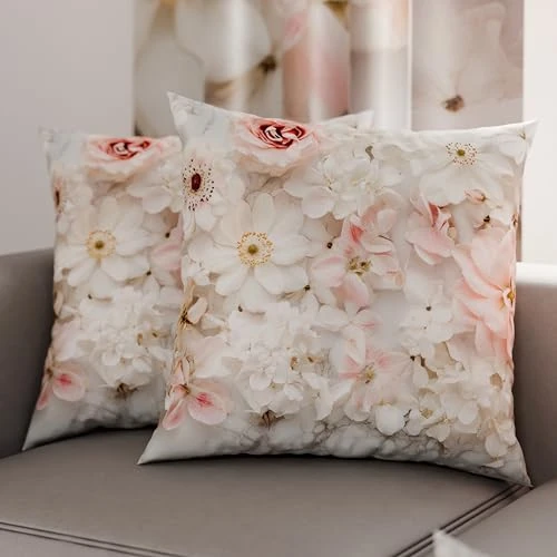 PETTI Artigiani Italiani - Para poszewek na poduszki 60 x 60 cm z mikrofibry, poduszka do sypialni, na sofę, do salonu, zestaw 2 poszewek na poduszki, poszewka na poduszkę w kwiaty 06 21, 100%